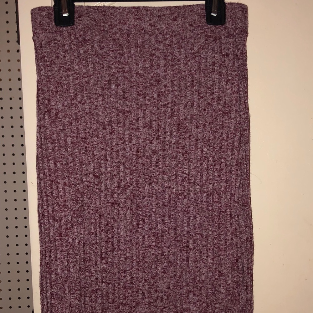 Long burgundy casual skirt